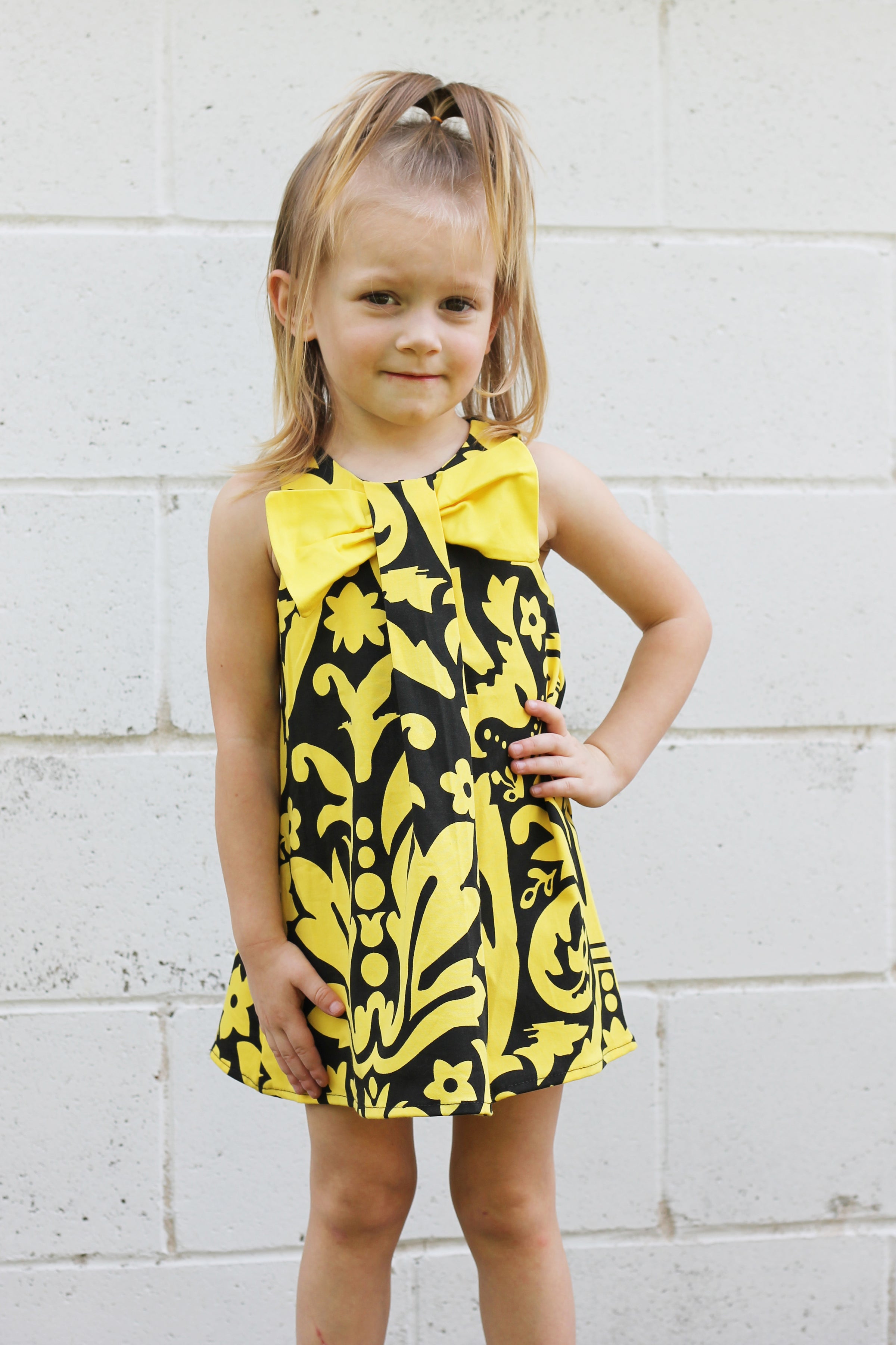 Yellow bow Dress size 4T Kosse Designs